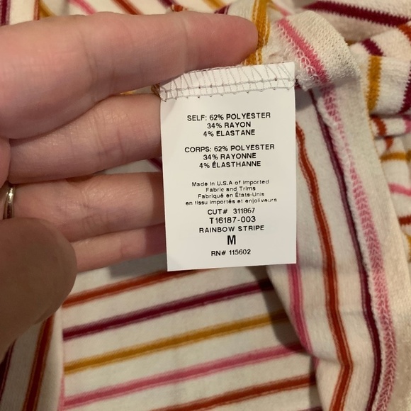 Lush Notch Cropped Tee Rainbow Stripe Medium NEW - Picture 5 of 7